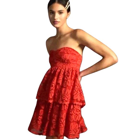 Anthropologie Dresses & Skirts - NWT ANTHROPOLOGIE MAEVE Women’s Boho Lace Tiered Mini Dress Large